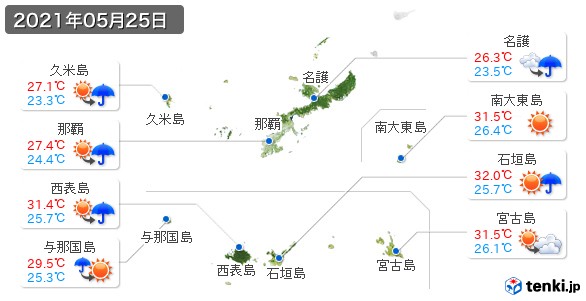 沖縄県(2021年05月25日の天気