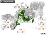 2021年05月31日の東海地方の実況天気