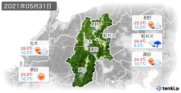 長野県(2021年05月31日の天気