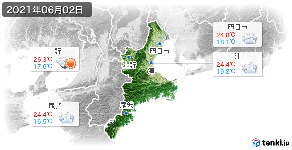 三重県(2021年06月02日の天気