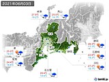 2021年06月03日の東海地方の実況天気