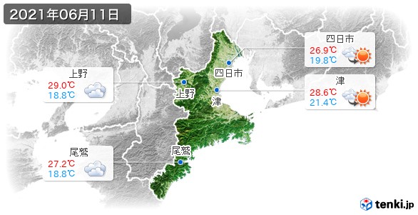 三重県(2021年06月11日の天気