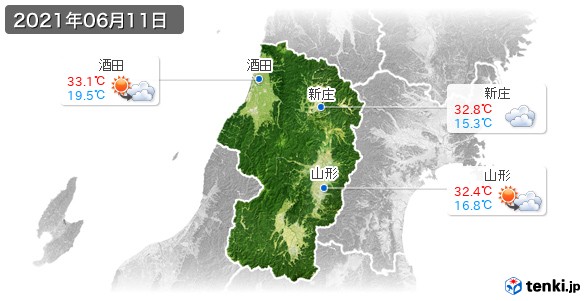 山形県(2021年06月11日の天気