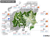 2021年06月12日の関東・甲信地方の実況天気