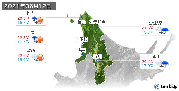 道北(2021年06月12日の天気