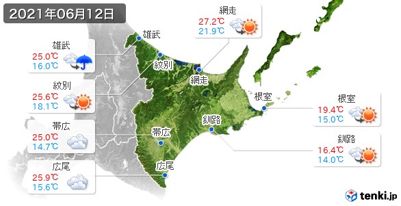 道東(2021年06月12日の天気