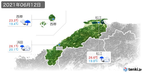 島根県(2021年06月12日の天気