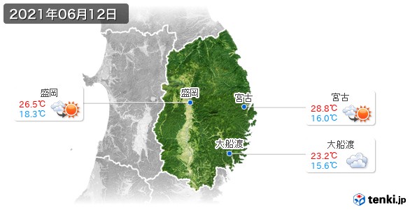 岩手県(2021年06月12日の天気