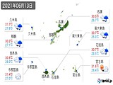 2021年06月13日の沖縄県の実況天気