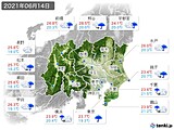 2021年06月14日の関東・甲信地方の実況天気