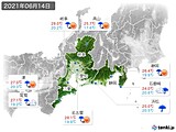 2021年06月14日の東海地方の実況天気