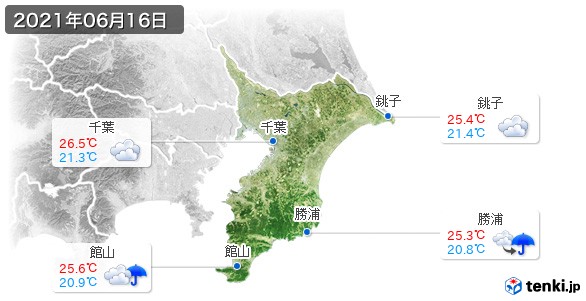 千葉県(2021年06月16日の天気