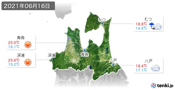 青森県(2021年06月16日の天気