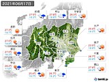 2021年06月17日の関東・甲信地方の実況天気