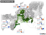 2021年06月17日の東海地方の実況天気