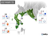 2021年06月17日の道南の実況天気