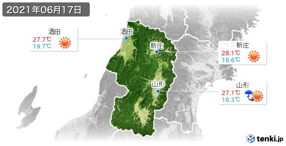 山形県(2021年06月17日の天気