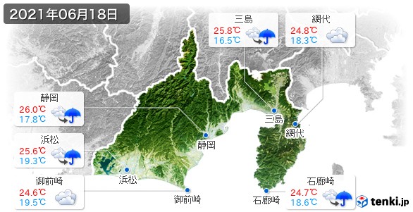 静岡県(2021年06月18日の天気