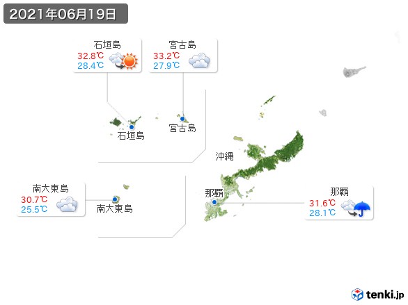 沖縄地方(2021年06月19日の天気