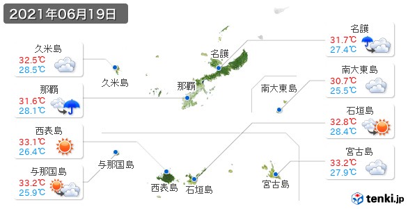 沖縄県(2021年06月19日の天気