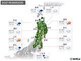 2021年06月20日の東北地方の実況天気