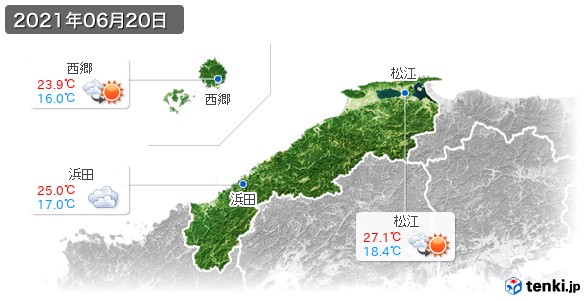 島根県(2021年06月20日の天気