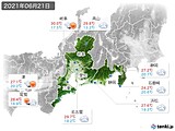 2021年06月21日の東海地方の実況天気