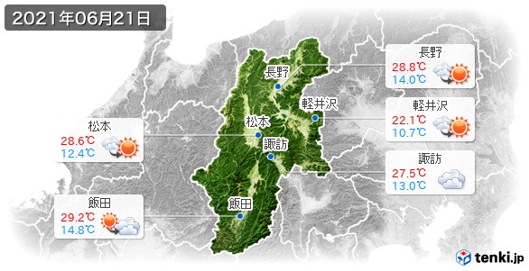 長野県(2021年06月21日の天気