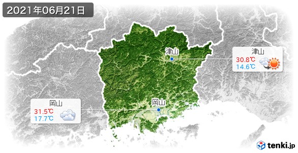 岡山県(2021年06月21日の天気