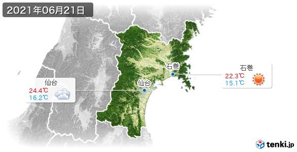 宮城県(2021年06月21日の天気