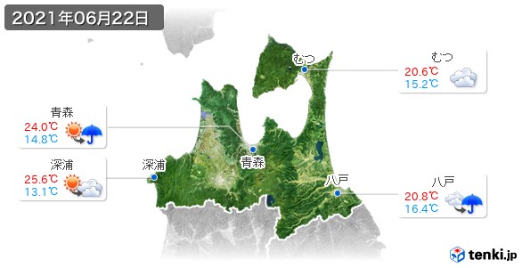 青森県(2021年06月22日の天気