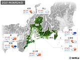 2021年06月24日の東海地方の実況天気