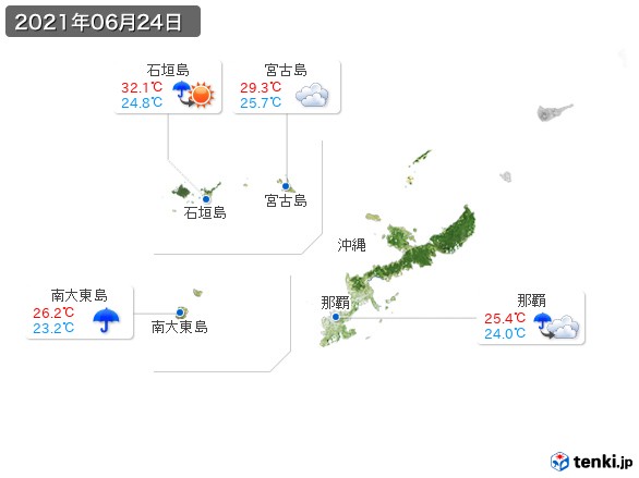 沖縄地方(2021年06月24日の天気