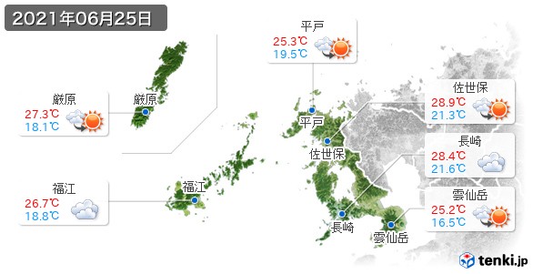 長崎県(2021年06月25日の天気