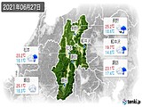 2021年06月27日の長野県の実況天気