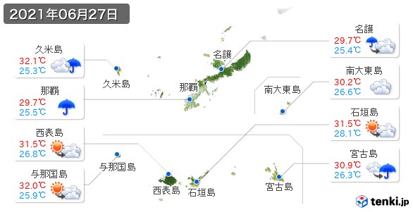 沖縄県(2021年06月27日の天気