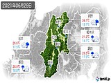 2021年06月29日の長野県の実況天気