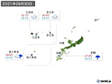 2021年06月30日の沖縄地方の実況天気