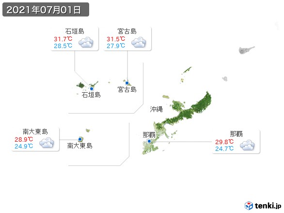 沖縄地方(2021年07月01日の天気