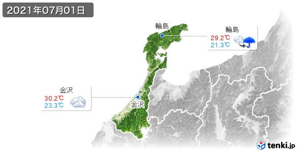 石川県(2021年07月01日の天気