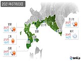 2021年07月03日の道南の実況天気