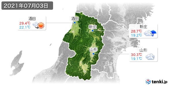 山形県(2021年07月03日の天気