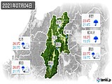 2021年07月04日の長野県の実況天気