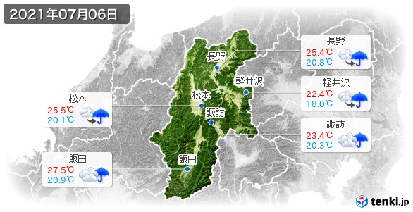 長野県(2021年07月06日の天気