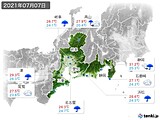 2021年07月07日の東海地方の実況天気