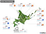 2021年07月09日の北海道地方の実況天気