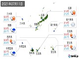 2021年07月11日の沖縄県の実況天気