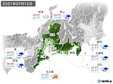 2021年07月12日の東海地方の実況天気