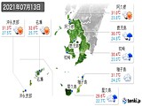 2021年07月13日の鹿児島県の実況天気