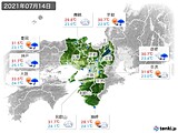 2021年07月14日の近畿地方の実況天気